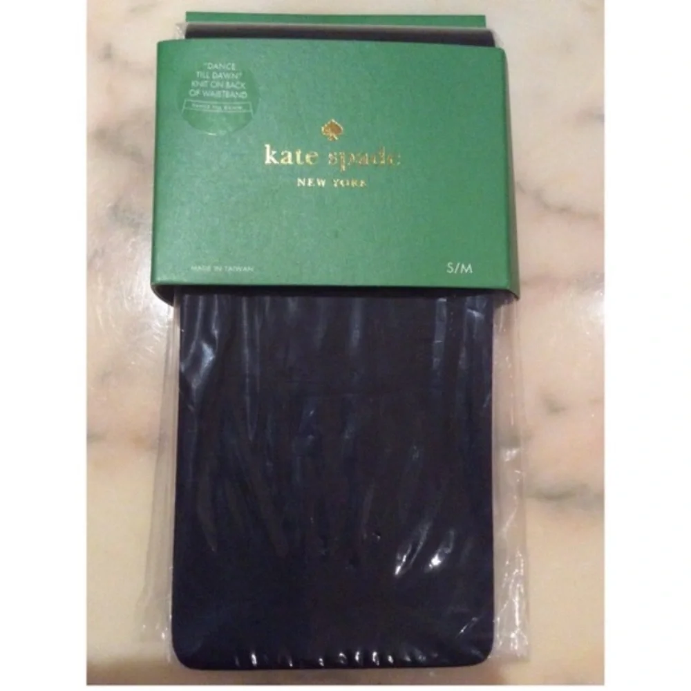 Kate Spade New York Black Opaque Dance Till Dawn Tights Sz.S/M.